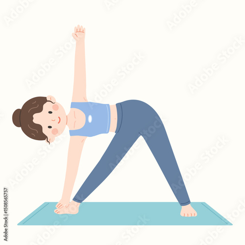 Yoga Pose Woman Vector Illustration in Minimal Style