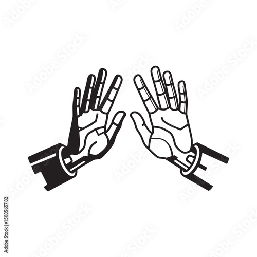 Cyberpunk High Five, Futuristic Hand Gesture Vector Illustration
