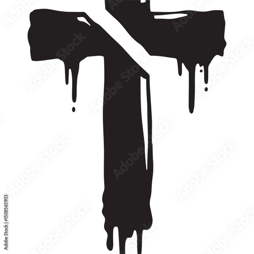 Faith Icon with Dripping Paint, A Bold Statement of Belief - 197