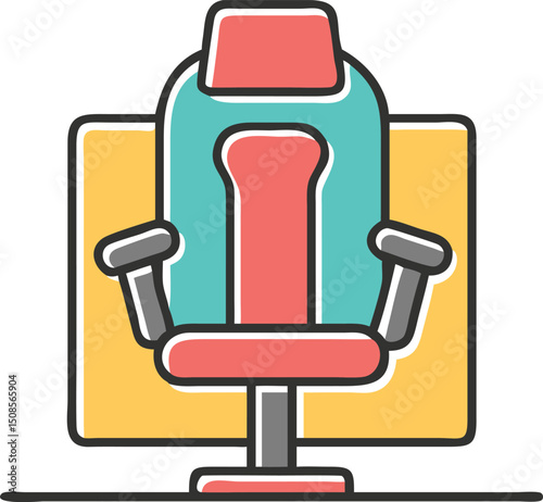 Gaming Chair Icon with Headrest and Armrests for Comfort and Support