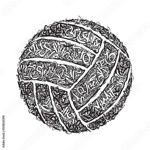 Dynamic graffiti style volleyball vector illustration for appare
