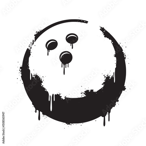 Grunge Bowling Ball Vector Graphic for Merchandise and Apparel P