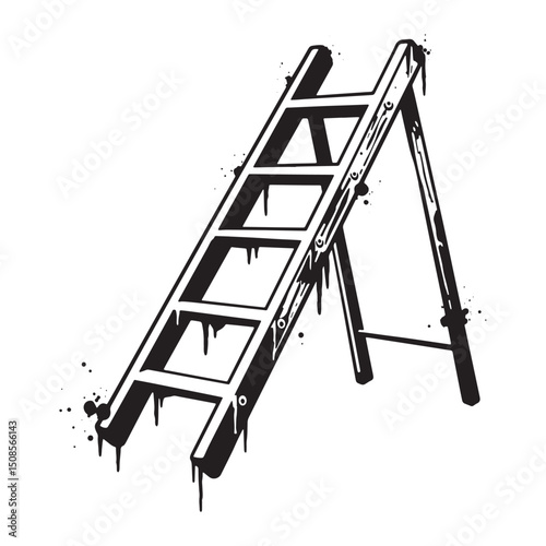Cyberpunk Style Stepladder Vector for Merchandise and Apparel Pr