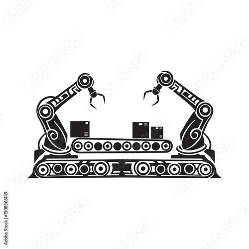 Stylized Production Line Icon with Tribal Tattoo Elements for Ap