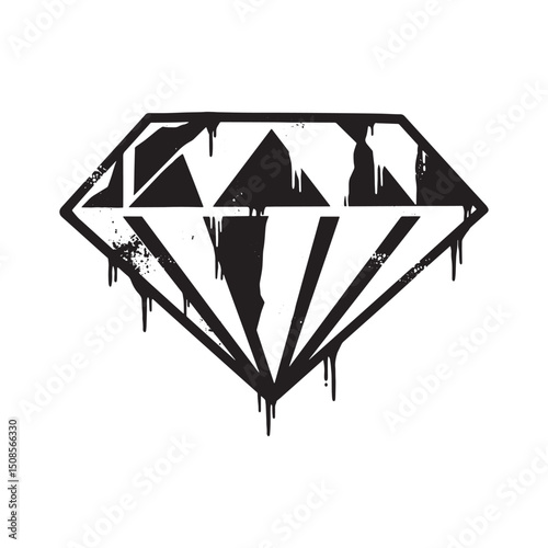 Abstract vector illustration of a diamond with paint drips desig