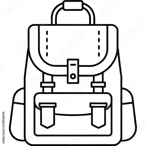 Simple Line Art Illustration of a Backpack for School or Travel