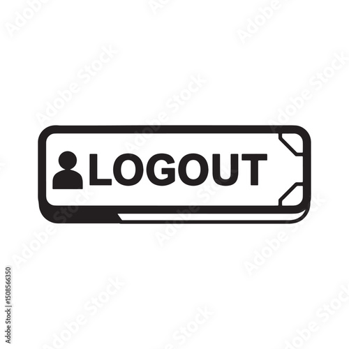 Cyberpunk Logout Icon Black and White Vector for Merchandise Pri