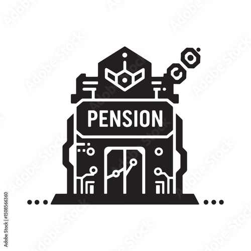 Cyberpunk Pension Fund Icon, Futuristic Financial Security Vecto