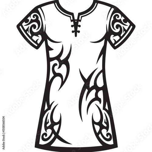 Unique tribal tattoo style tunic vector art for merchandise prin