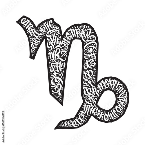 Capricorn Zodiac Sign in Graffiti Style for Merchandise and Appa