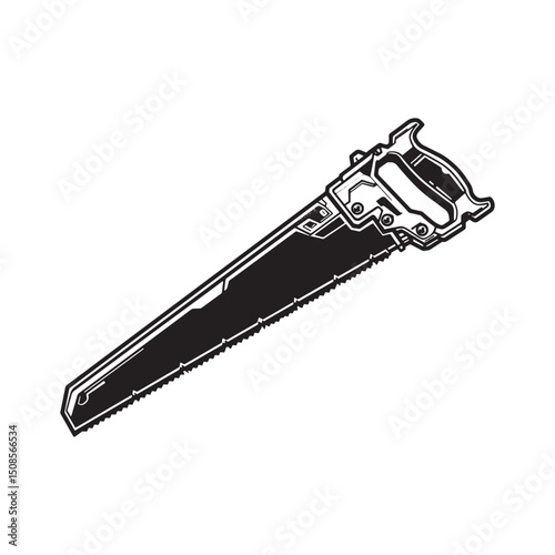 Cyberpunk Hand Saw Vector Icon for Merchandise and Apparel Print