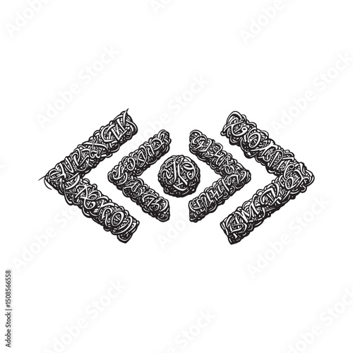 Monochrome Broadcast Symbol with Graffiti Details for Apparel De