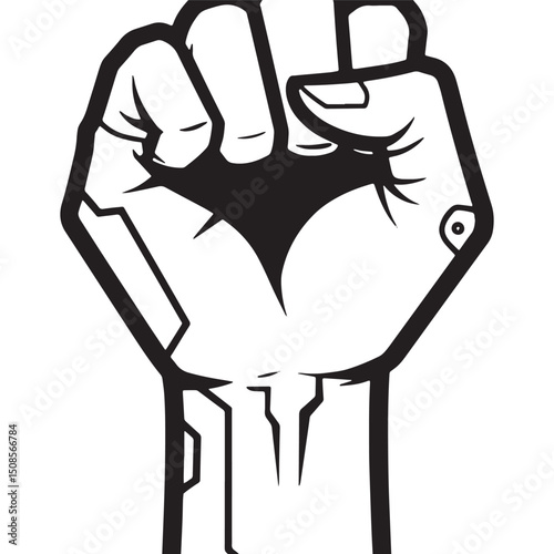 Empowered Cyberpunk Fist, A Symbol of Strength and Solidarity Ve