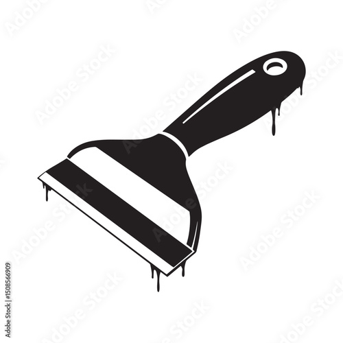 Monochrome scraper tool illustration with dripping paint effect