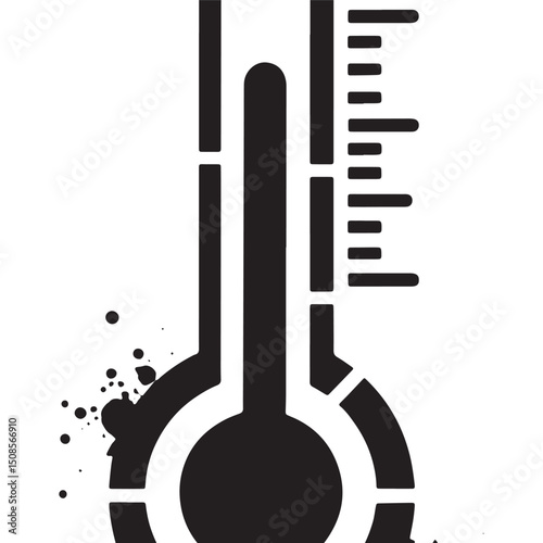 Thermometer icon with dripping paint effect stencil vector desig