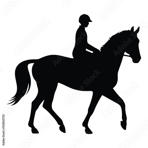 English Horse Riding Silhouette, Equestrian Sports Graphic