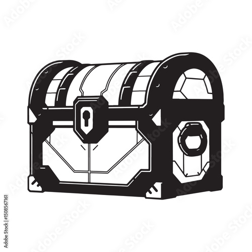 Cyberpunk Style Loot Chest Vector Illustration for Merchandise a