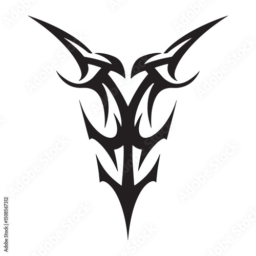Intricate tribal tattoo design with sharp edges and bold strokes