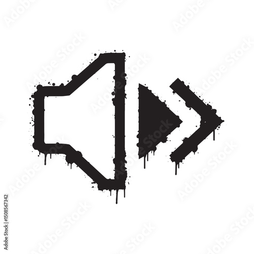 Urban Sound, Volume Icon with Dripping Paint Stencil Effect Vect