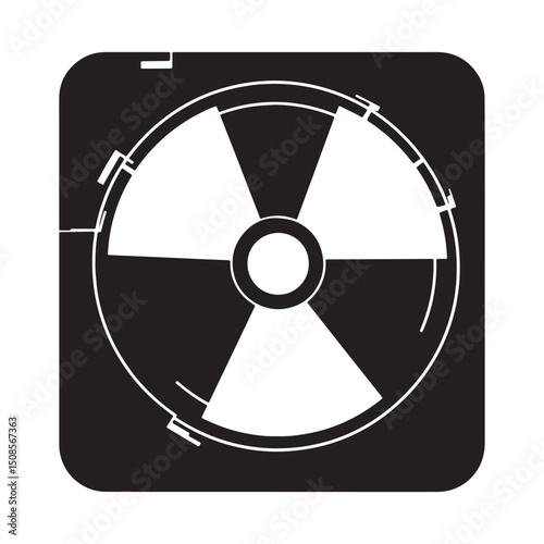 Cyberpunk Radian Icon Vector Black and White for Apparel Print D