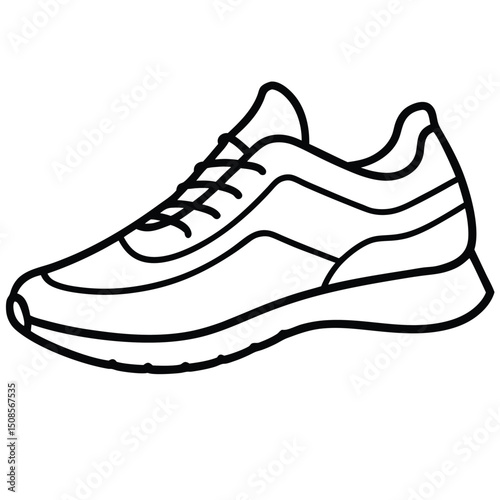 Simple Line Art Illustration of a Running Shoe Outline Style