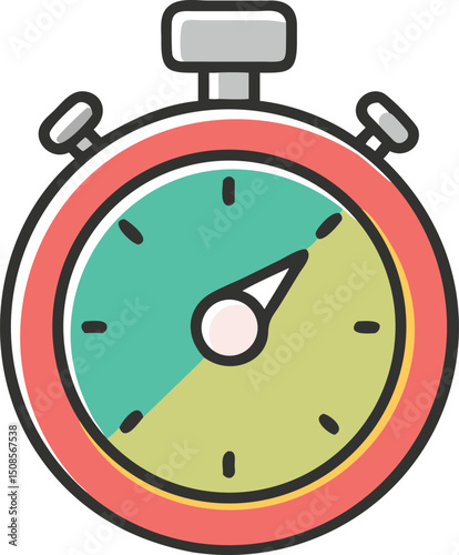 Colorful Stopwatch Icon Illustration for Time Management and Efficiency Concepts