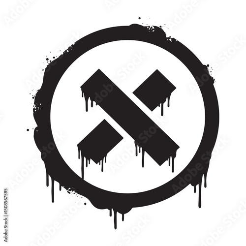 Dripping Dividend Icon Stencil Paint Effect for Merchandise Appa