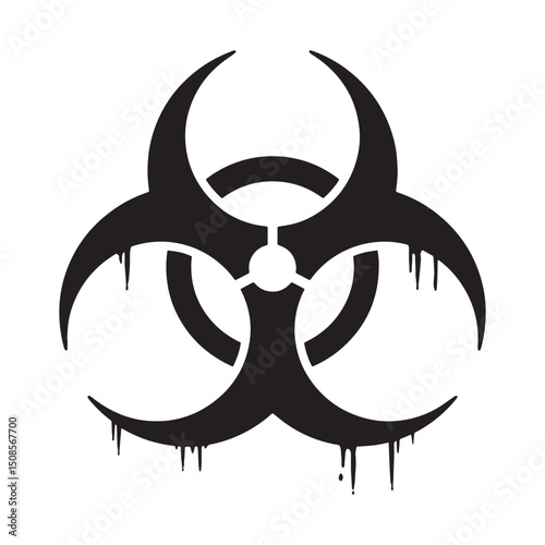 Biohazard Symbol with Dripping Paint Effect - Vector Graphic for