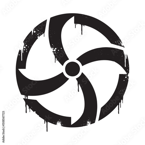 Nadir symbol in black and white with paint drips suitable for pr