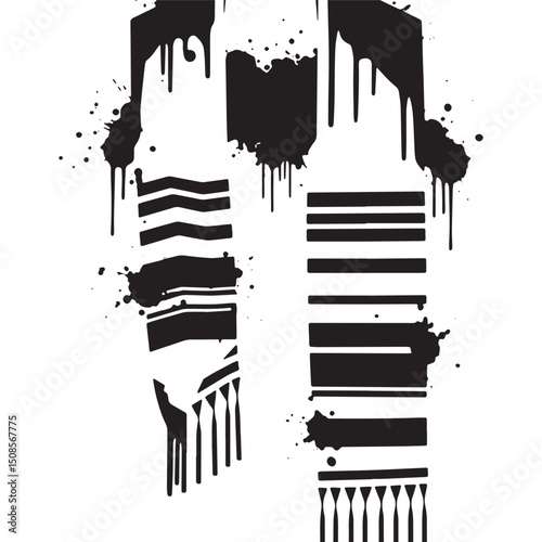 Striking Tallit Fringe Icon with Dripping Paint - Black and Whit