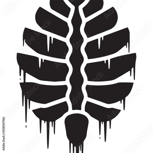Pineal activation dripping stencil design, black and white vecto