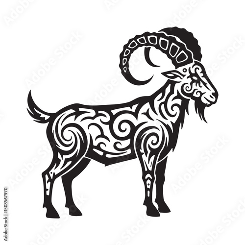 The Goat of Mendes Tribal Tattoo Black and White Vector for Merc