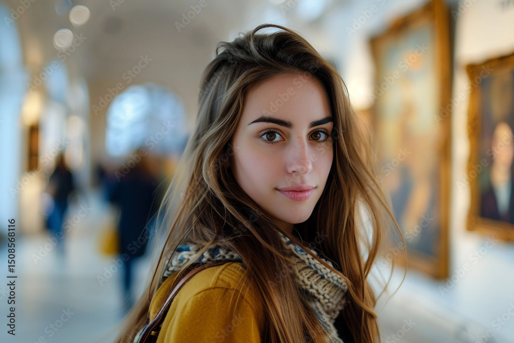 Person Observing Admiring Artwork in Museum or Art Gallery Exhibition study, Generative AI Person Observing Admiring Artwork in Museum or Art Gallery Exhibition study, Generative AI