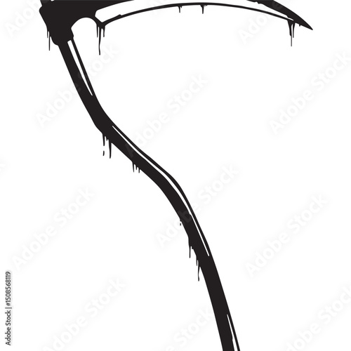 Grim Reaper's Scythe Icon with Dripping Paint Effect for Merchan