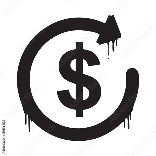 Interest Rate Icon with Stencil Dripping Paint Vector Art Print