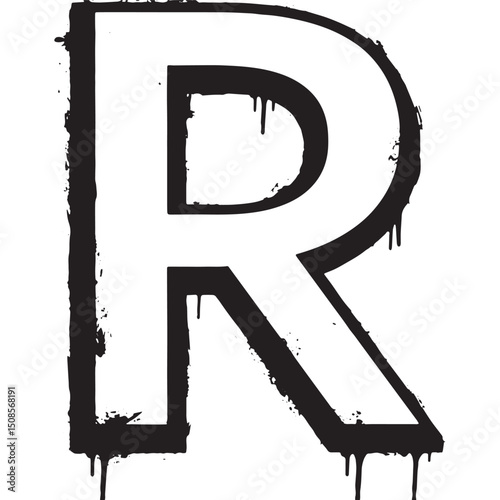 South African Rand Symbol with Dripping Paint Stencil Effect Bla
