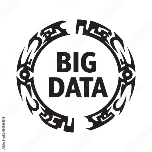 Big Data Tribal Tattoo Vector Design for Merchandise and Apparel