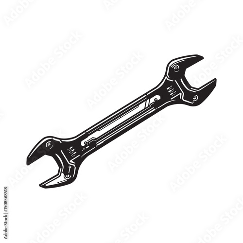 Cyberpunk Inspired Crowfoot Wrench Vector Illustration for Merch