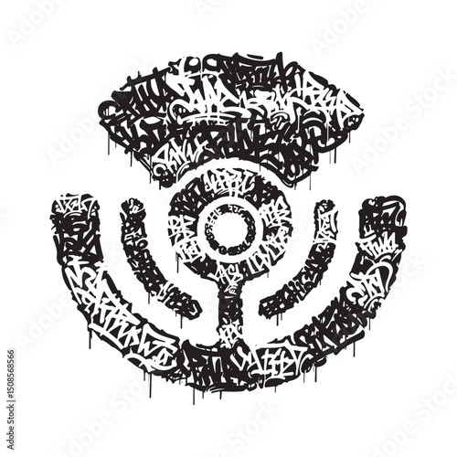 Sensor Icon with Graffiti Tags for Merchandise Apparel Print Des