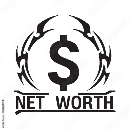 Net Worth icon with tribal tattoo, a powerful symbol in black an