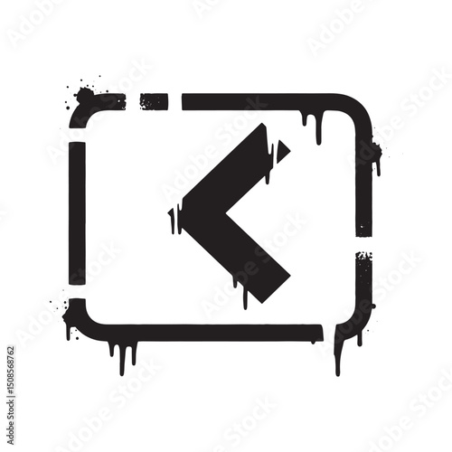 Abstract Vector Icon with Stencil Dripping Paint in Black and Wh