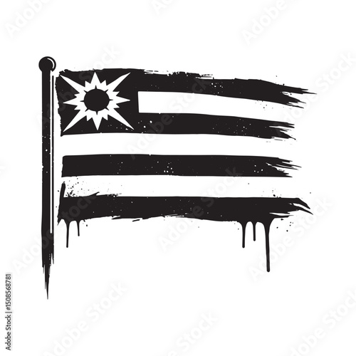 Striking Revolutionary Flag Icon with Dripping Paint Stencil Eff