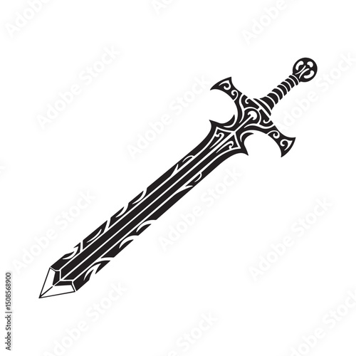 Mordred's Sword tribal tattoo icon for merchandise and apparel d