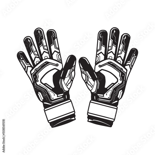Cyberpunk goalkeeper gloves icon, vector illustration for appare