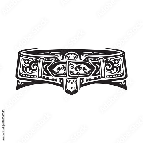 Stylized girdle icon with tribal tattoo elements for apparel des
