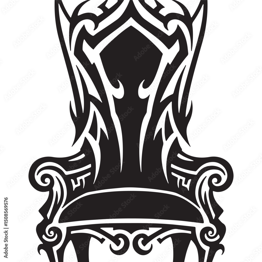 Fototapeta premium Majestic throne illustration with tribal tattoo elements artwork