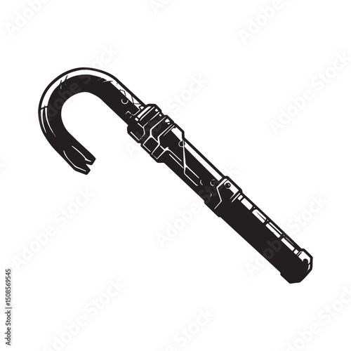 Futuristic Crowbar, Black and White Cyberpunk Vector Icon for Me