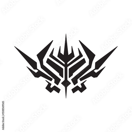 Cyberpunk Totalitarian Regime Icon, Black and White Vector Desig
