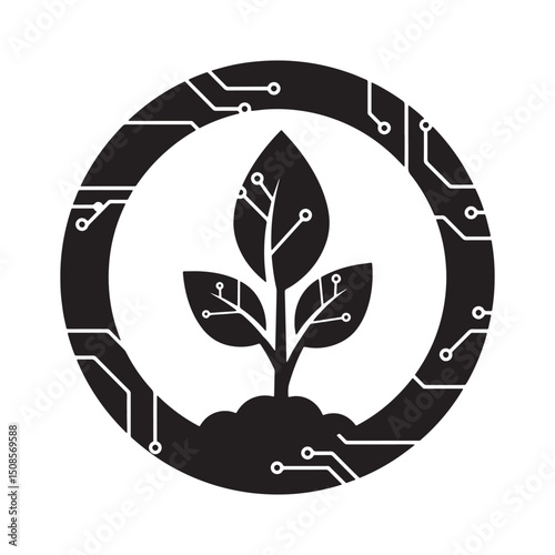 Cyberpunk Biodegradable Icon for Sustainable Merchandise and App