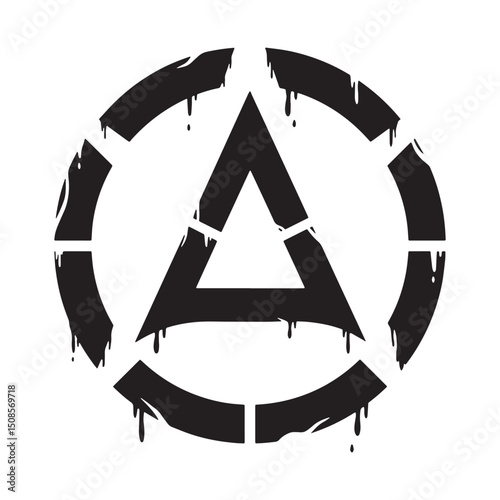 Dripping paint stencil vector graphic of mana anarchy sign appar